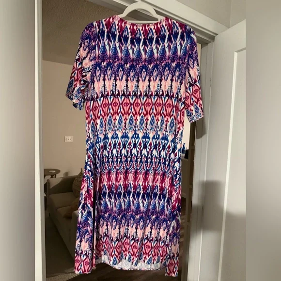 Chico's Pink and Blue Geometric Dress - Picture 5 of 5